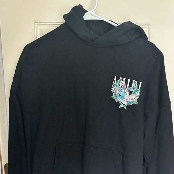 Amiri dove hoodie Lovebirds sweatshirt in black small parrot - Picture 1 of 7